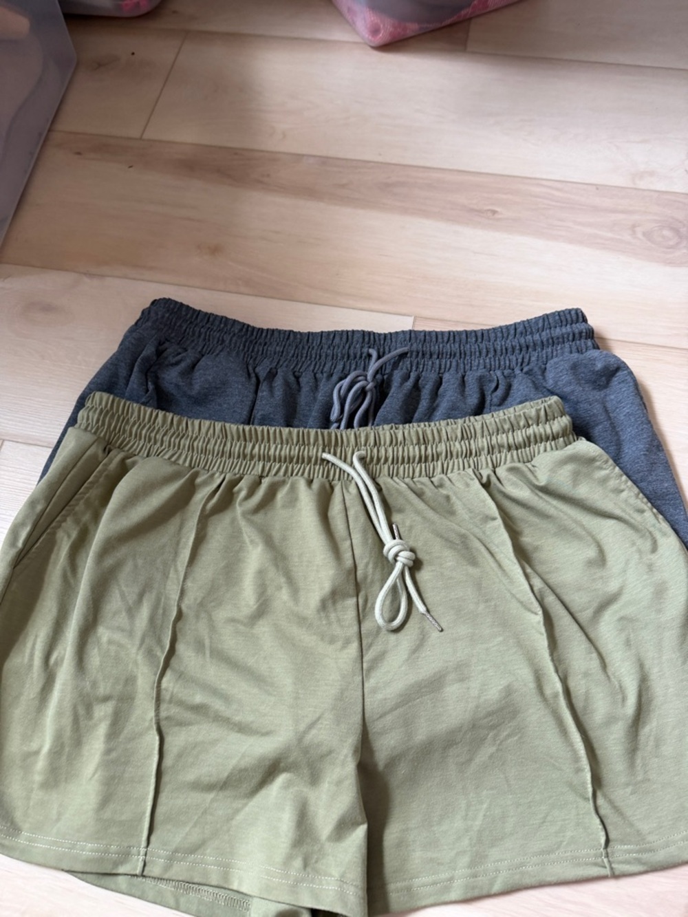 Bundle of Casual Drawstring Knit Shorts - Olive and Charcoal